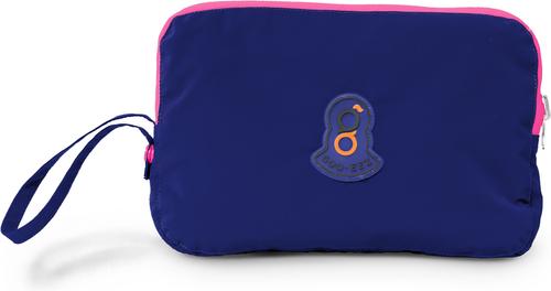 Show full view: GOO-EEZ Hooded Packable Poncho Dog Raincoat, Navy/Pink, Large slide 4 of 4