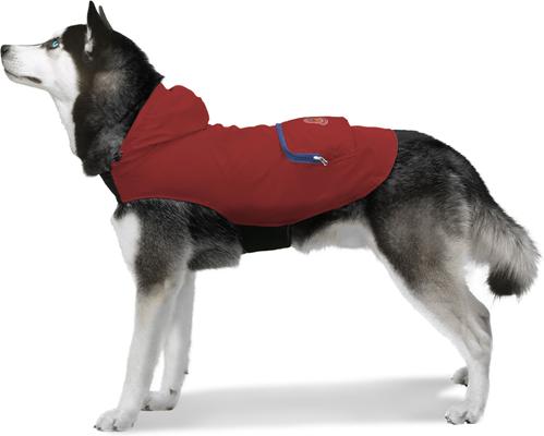 Show full view: GOO-EEZ Hooded Packable Poncho Dog Raincoat, Red/Blue, XX-Large slide 3 of 4