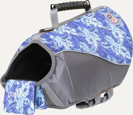 Show full view: GOO-EEZ Dog Life Vest, Blue Leaf Print, X-Large slide 3 of 5