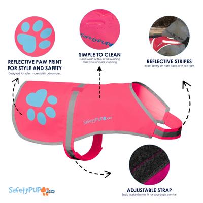 Show full view: SafetyPUP XD Urban Reflective Dog Vest, Pink, Medium slide 3 of 8