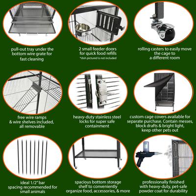 Show full view: Exotic Nutrition Madagascar Sugar Glider Cage, Black slide 3 of 9