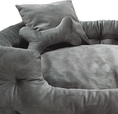 Show full view: GOO-EEZ Rectangular Luxury Velour Dog Bed with Accessories, Grey, 28 x 20-in slide 2 of 3