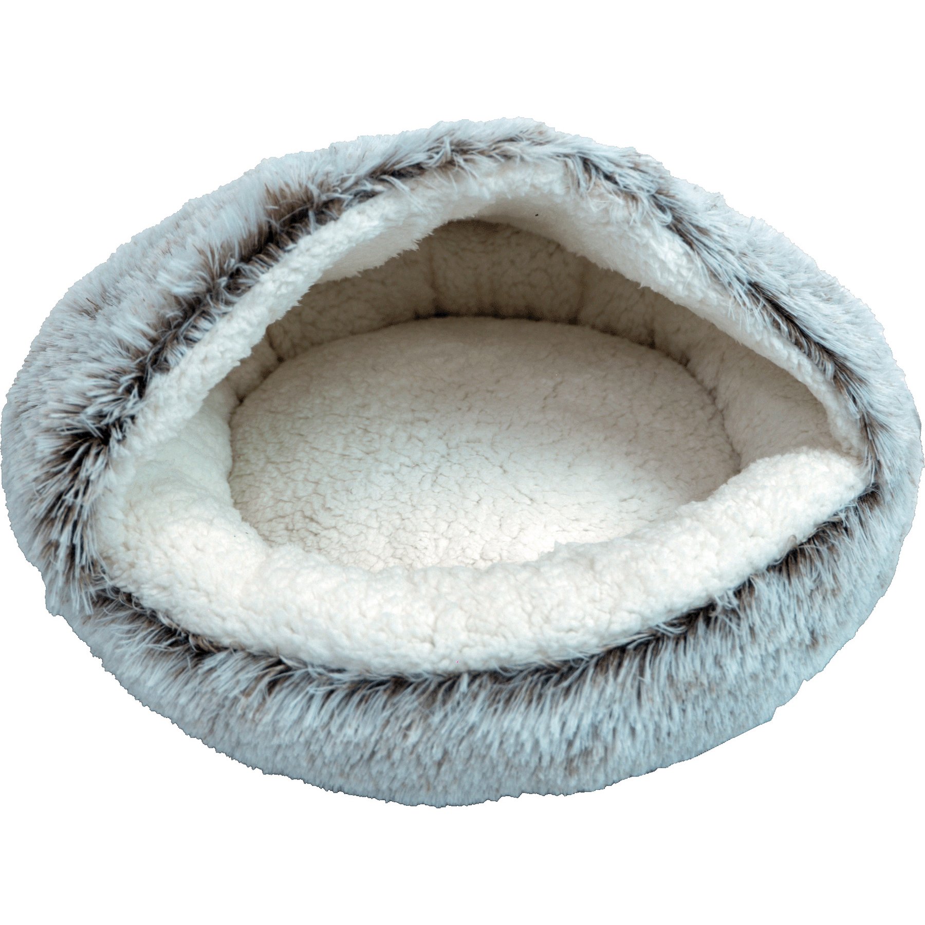 GOO-EEZ Hooded Plush Dog & Cat Bed, Light Grey, 20 x 20-in