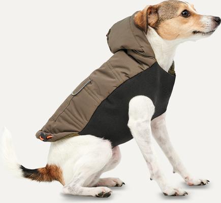 Show full view: GOO-EEZ Hooded Full Body Dog Snowsuit with Removable Pants, Khaki/Black, XX-Small slide 5 of 6