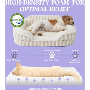 Lesure High-Back Orthopedic Dog Sofa Bed, Beige, Large