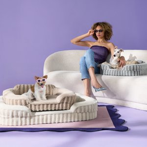 Lesure High-Back Orthopedic Dog Sofa Bed, Beige, Large