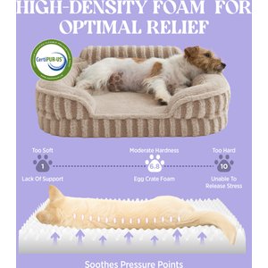 Lesure High-Back Orthopedic Dog Sofa Bed, Camel, Large