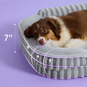 Lesure High-Back Orthopedic Dog Sofa Bed, Grey, Large