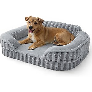 Lesure High-Back Orthopedic Dog Sofa Bed, Grey, Medium