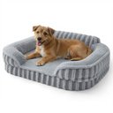 Lesure High-Back Orthopedic Dog Sofa Bed, Grey, Medium
