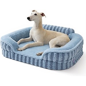 Lesure High-Back Orthopedic Dog Sofa Bed, Blue, Medium