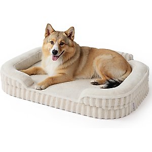 Lesure High-Back Orthopedic Dog Sofa Bed, Beige, X-Large