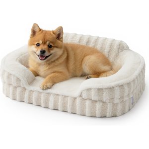 Lesure High-Back Orthopedic Dog Sofa Bed, Beige, Small