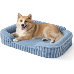 Lesure High-Back Orthopedic Dog Sofa Bed, Blue, X-Large