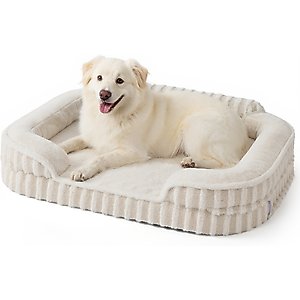 Lesure High-Back Orthopedic Dog Sofa Bed, Beige, Large
