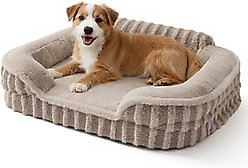 Lesure High-Back Orthopedic Dog Sofa Bed, Camel, Medium