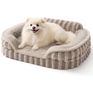 Lesure High-Back Orthopedic Dog Sofa Bed, Camel, Small