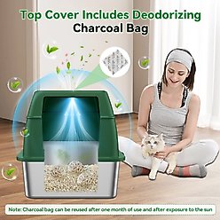 HOMAGICO Stainless Steel Cat Litter Box, Green slide 2 of 8