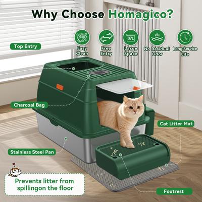 Show full view: HOMAGICO Stainless Steel Cat Litter Box, Green slide 6 of 12