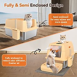 HOMAGICO Stainless Steel Cat Litter Box, Beige slide 2 of 7