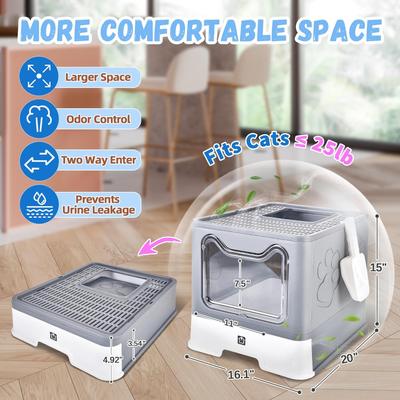 Show full view: HOMAGICO Cat Litter Box with Mat, Dark Grey slide 3 of 9