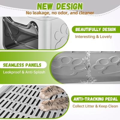 Show full view: HOMAGICO Cat Litter Box with Mat, Light Grey slide 5 of 8