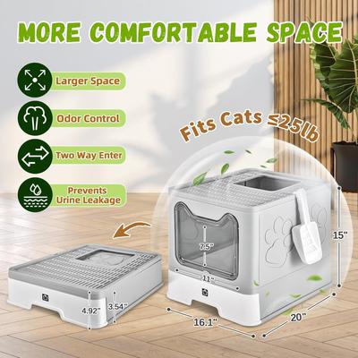 Show full view: HOMAGICO Cat Litter Box with Mat, Light Grey slide 2 of 8