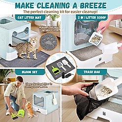 HOMAGICO Cat Litter Box with Mat, Blue slide 2 of 6