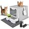 Show in main carousel: HOMAGICO Cat Litter Box with Mat, Light Grey slide 1 of 8