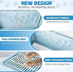 HOMAGICO Cat Litter Box with Litter Mat, Light Blue slide 2 of 6