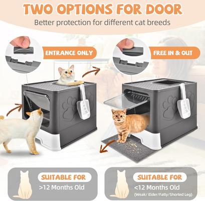 Show full view: HOMAGICO Cat Litter Box with Litter Mat, Dark Grey slide 4 of 8