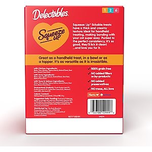 Hartz Delectables Squeeze Up Variety Pack Grain-Free Lickable Cat Treats, 0.5-oz tube, 54 count