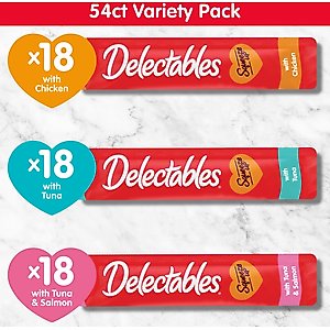 Hartz Delectables Squeeze Up Variety Pack Grain-Free Lickable Cat Treats, 0.5-oz tube, 54 count