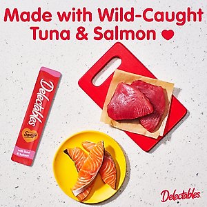 Hartz Delectables Squeeze Up Tuna & Salmon Grain-Free Lickable Cat Treats, 0.5-oz tube, 32 count