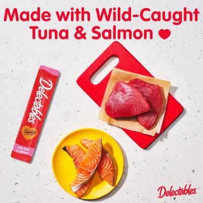 Show full view: Hartz Delectables Squeeze Up Tuna & Salmon Grain-Free Lickable Cat Treats, 0.5-oz tube, 32 count slide 3 of 11