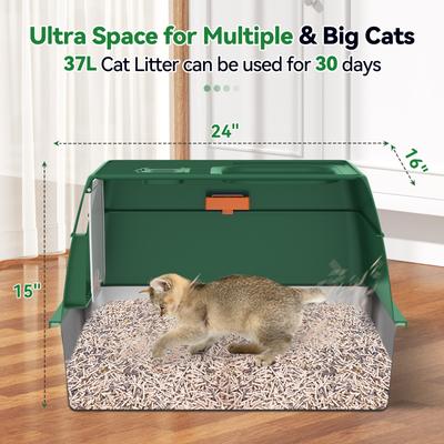 Show full view: HOMAGICO Stainless Steel Cat Litter Box, Green slide 3 of 12