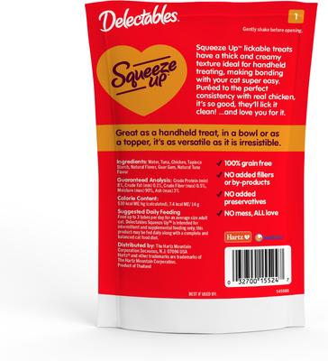 Show full view: Hartz Delectables Squeeze Up Chicken Grain-Free Lickable Cat Treats, 0.5-oz tube, 32 count slide 7 of 11