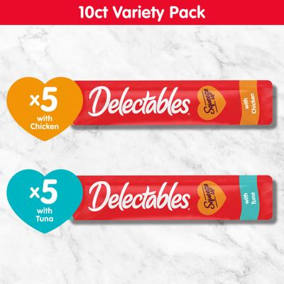 Show full view: Hartz Delectables Squeeze Up Variety Pack Grain-Free Lickable Cat Treats, 0.5-oz tube, 10 count slide 7 of 11