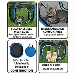 Pet Fit For Life Mesh Popup Cube Outdoor Cat House, Blue, Medium slide 2 of 6