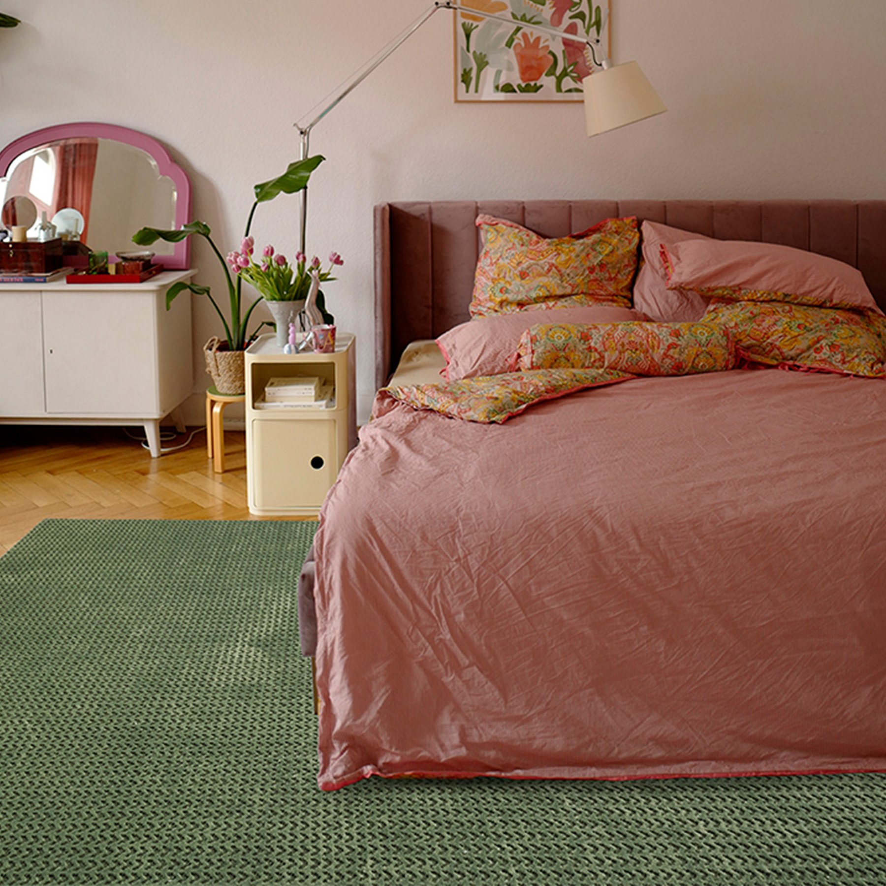 Revival Rugs Rush Rug, Evergreen, 5 x 8-ft
