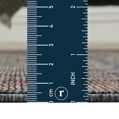 Show full view: Revival Rugs Soulage Area Rug, Inky Black, Sandstone, Tan, Taupe, Crimson Red, Maroon, Slate Gray, Prussian Blue, 63 x 92-in slide 6 of 8