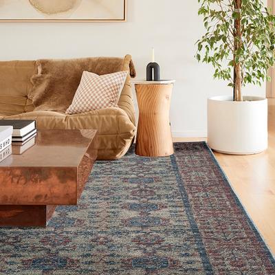 Show full view: Revival Rugs Soulage Area Rug, Inky Black, Sandstone, Tan, Taupe, Crimson Red, Maroon, Slate Gray, Prussian Blue, 63 x 92-in slide 8 of 8