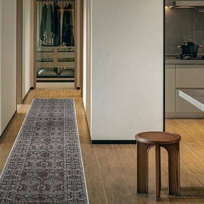 Show full view: Revival Rugs Soulage Area Rug, Inky Black, Walnut Brown, Espresso Brown, Sandstone, Tan, Taupe, Crimson Red, Maroon, Bone Beige, Slate Gray, Prussian Blue, 34 x 108-in slide 2 of 7