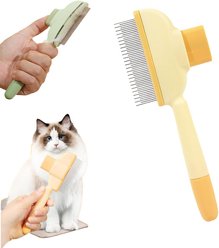 Uno Purr Dual Length Stainless Teeth Cat Grooming Comb, Yellow
