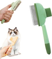 Uno Purr Dual Length Stainless Teeth Cat Grooming Comb, Green