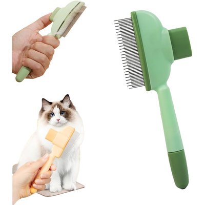 Uno Purr Uno Purr Dual Length Stainless Teeth Cat Grooming Comb, Green