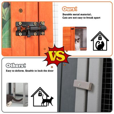 Show full view: Coziwow Catio Wooden Outdoor Cat Playpen, Orange, Large slide 7 of 7