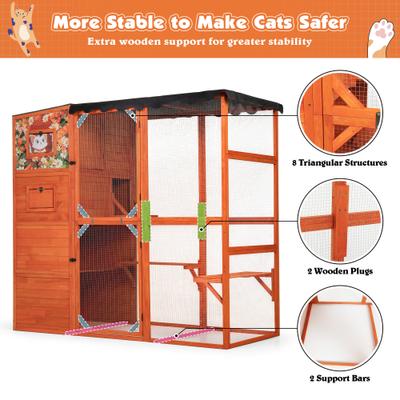 Show full view: Coziwow Catio Wooden Outdoor Cat Playpen, Orange, Large slide 2 of 7