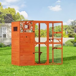 Coziwow Catio Wooden Outdoor Cat Playpen, Orange, Large