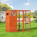 Coziwow Catio Wooden Outdoor Cat Playpen, Orange, Large